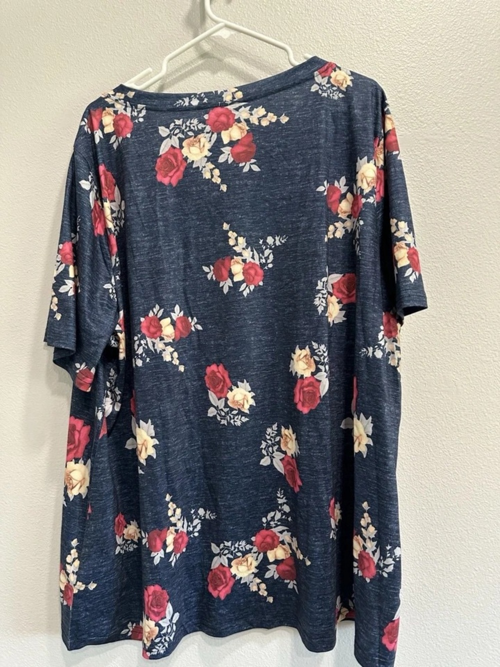 BloomChic Navy V-Neck Pocket Tee with Red & Cream Floral Print - Picture 6 of 6